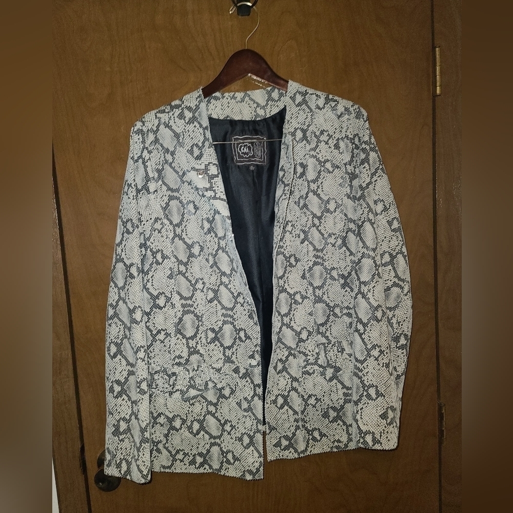 VINTAGE like new Chi by Falchi  leather snake skin button up bomber jacket sz xl